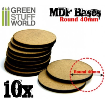 Base MDF - 10x cerchio 40mm - Green Stuff World