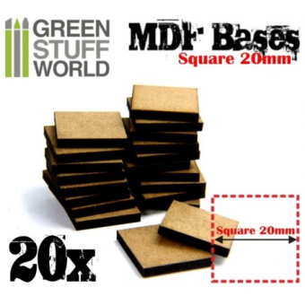 Base MDF - 20x quadrato 20mm - Green Stuff World