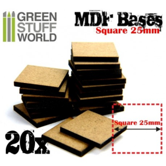 Base MDF - 20x quadrato 25mm - Green Stuff World