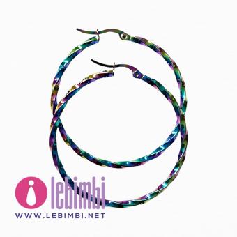 Base orecchini "anelle twist" - Acciaio inox 304 Multicolor - 49x45x2mm - 1 paio