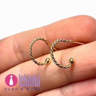Base orecchini anelle intrecciate in acciaio inox 304 dorato - 12,5x18,5mm - 1 paio