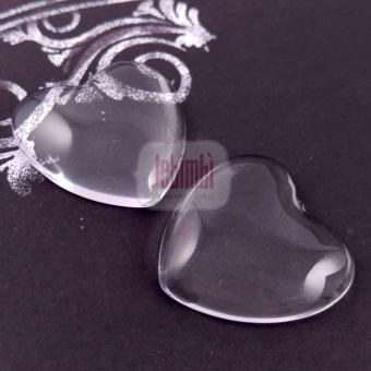 Cupola in vetro trasparente - cuore, 25x25mm  - 5pz -