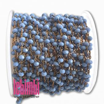 Catenina Rosario, maglie color ottone e perle in vetro 3.5x3.5mm - CARTA DA ZUCCHERO - 50cm