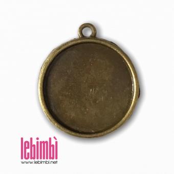 Base Cammeo, bronzo , Interno 20mm (esterno 26x23mm) - NICKEL FREE - 1 pezzo