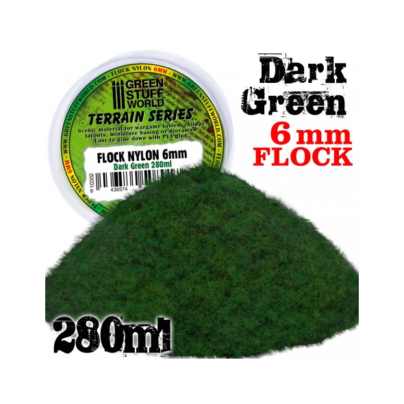 Static Grass Flock - Dark Green 6mm - 280 ml