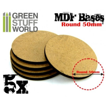 Base MDF - 5x cerchio 50mm - Green Stuff World
