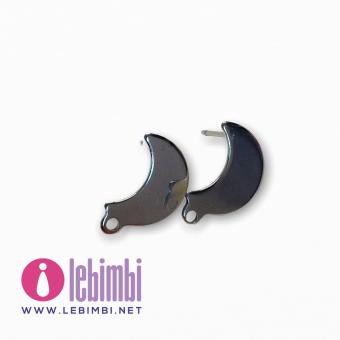 Base orecchini Luna in acciaio inox - 15x9mm - 1 paio