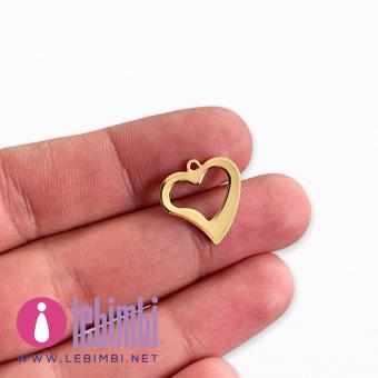 Charm "cuore" in acciaio inox dorato 304, 15,5x15mm - 1 pezzo