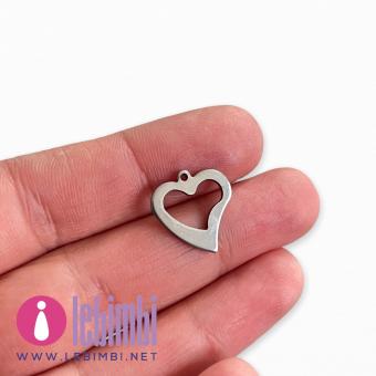 Charm "cuore" in acciaio inox 304, 15,5x15mm - 1 pezzo