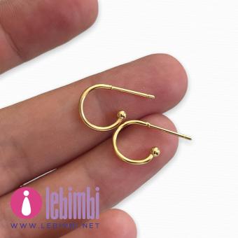 Anelle in acciaio inox 304, placcate oro 24k - 12,5x18,5mm - 1 paio