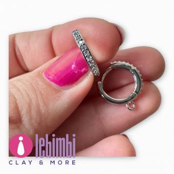 Base orecchini "anelle" in ottone color platino, 16x15mm - NIKEL FREE- 1 paio