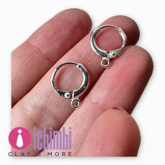 Base orecchini "anelle" con anellina in argento 925, 14x12mm -  1 paio