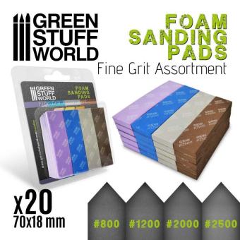 Foam Sanding Pads - FINE GRIT ASSORTMENT x20 (carta vetrata fine su gomma) - Green Stuff World