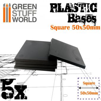 Base in Plastica Quadrato 50mm - Green Stuff World - 5 pezzi