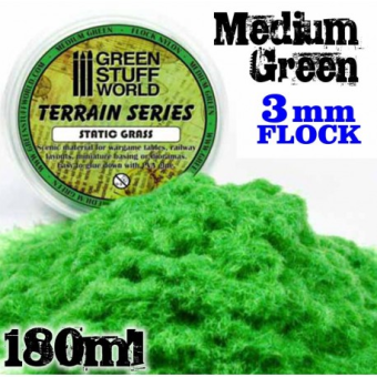 Static Grass Flock - Medium Green 3 mm - 180 ml