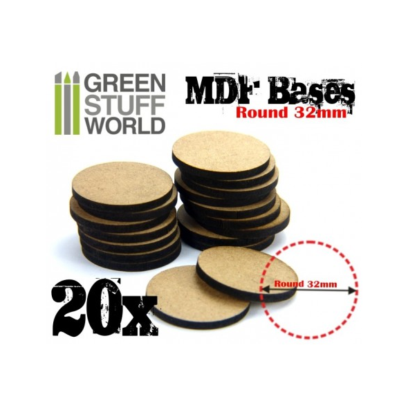 Base MDF - 20x cerchio 32mm - Green Stuff World