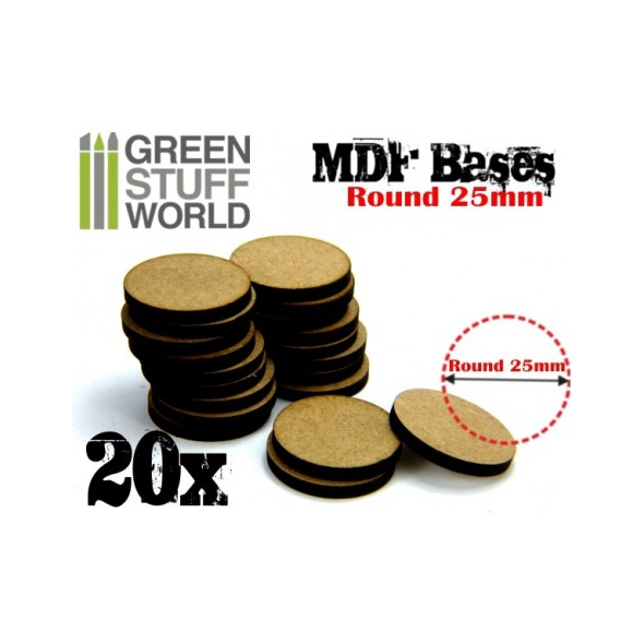 Base MDF - 20x cerchio 25mm - Green Stuff World