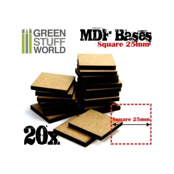 Base MDF - 20x quadrato 25mm - Green Stuff World