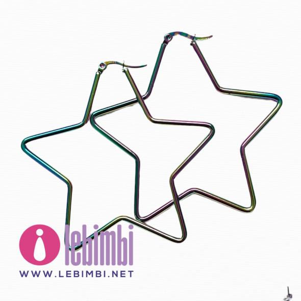 Base orecchini "stella" - Acciaio inox 201 Multicolor - 65.5x62x2mm - 1 paio