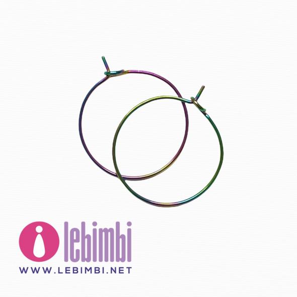 Base orecchini "anelle" - Acciaio inox 316L Multicolor - 21x0,7mm - 1 paio