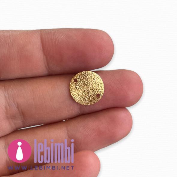 Connettore "cerchio" effetto glitter in ottone placcato oro 18k - 12mm - 1 pezzo