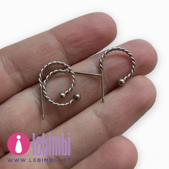 Base orecchini anelle intrecciate in acciaio inox 304 - 12,5x18,5mm - 1 paio