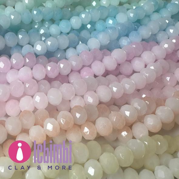 Perle in vetro sfacettate pastello - 8x7mm - 1 filo