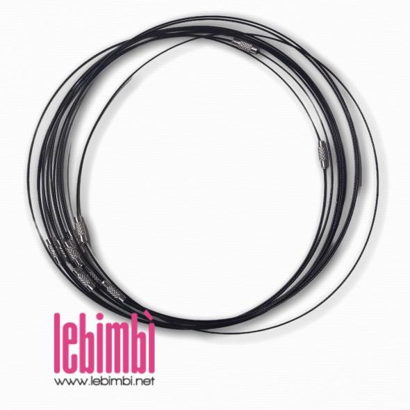 Base collana in acciaio wire, nero, 45.6cm - chiusura a vite - 1 pezzo