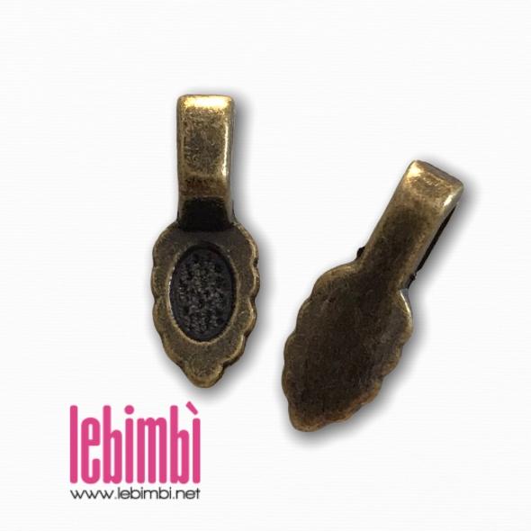 Bails per pendenti "foglia", bronzo, 15.7x5.9mm, NICKEL FREE,  1 pezzo