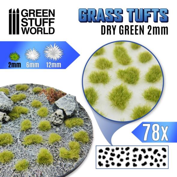 Grass TUFTS - 2mm self-adhesive - Dried Green